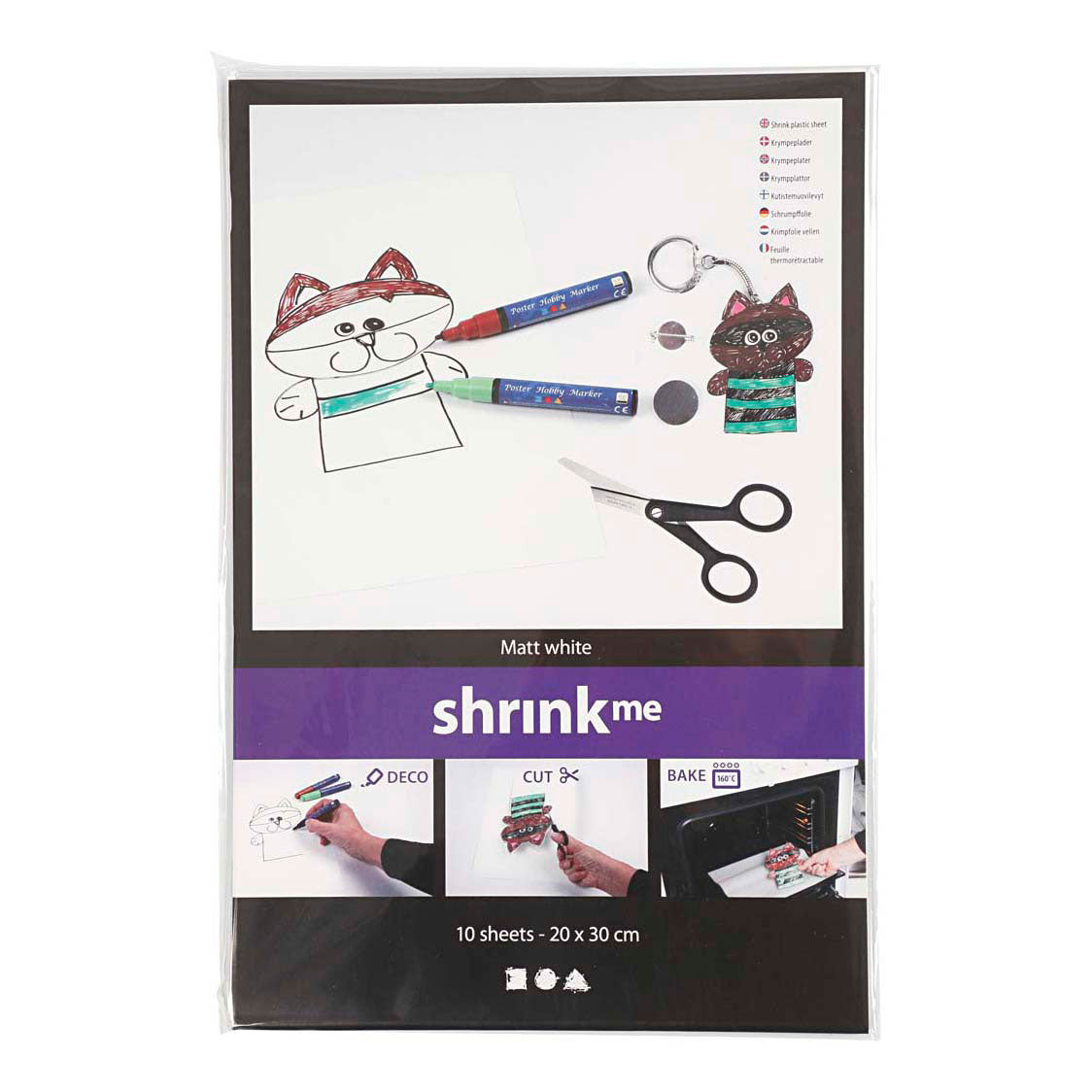 Creativ company vellen krimpfolie mat wit 20x30, 10st.