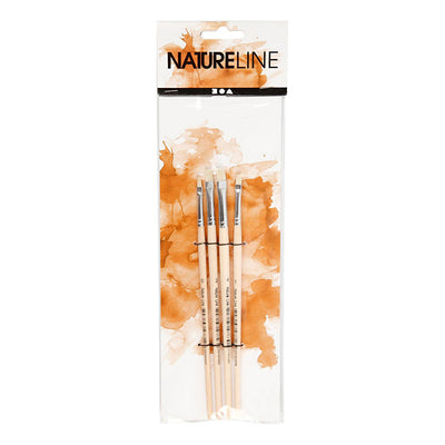 Creativ company nature line kwasten, afm 00+1+2+4, l: 18,5-19 cm, b: 5-7 mm, plat, 4 stuk 1 doos