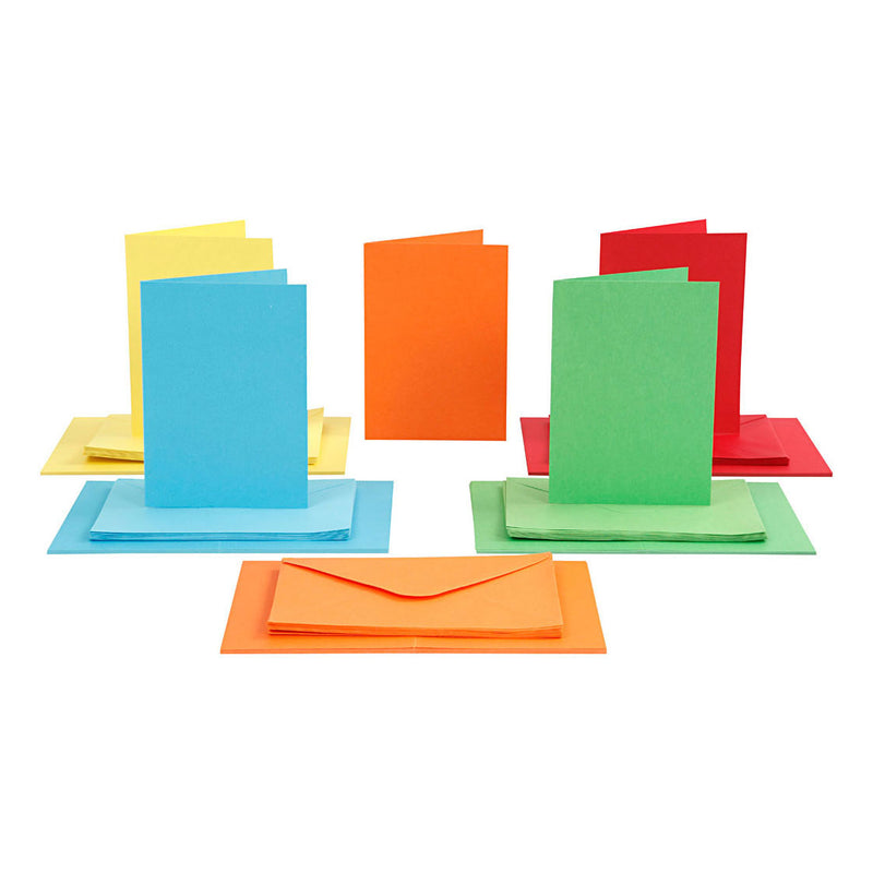 Creativ company kaarten en enveloppen, afmeting kaart 10,5x15 cm, afmeting envelop 11,5x16,5 cm, 110+220 gr, diverse kleuren, 50 set 1 doos