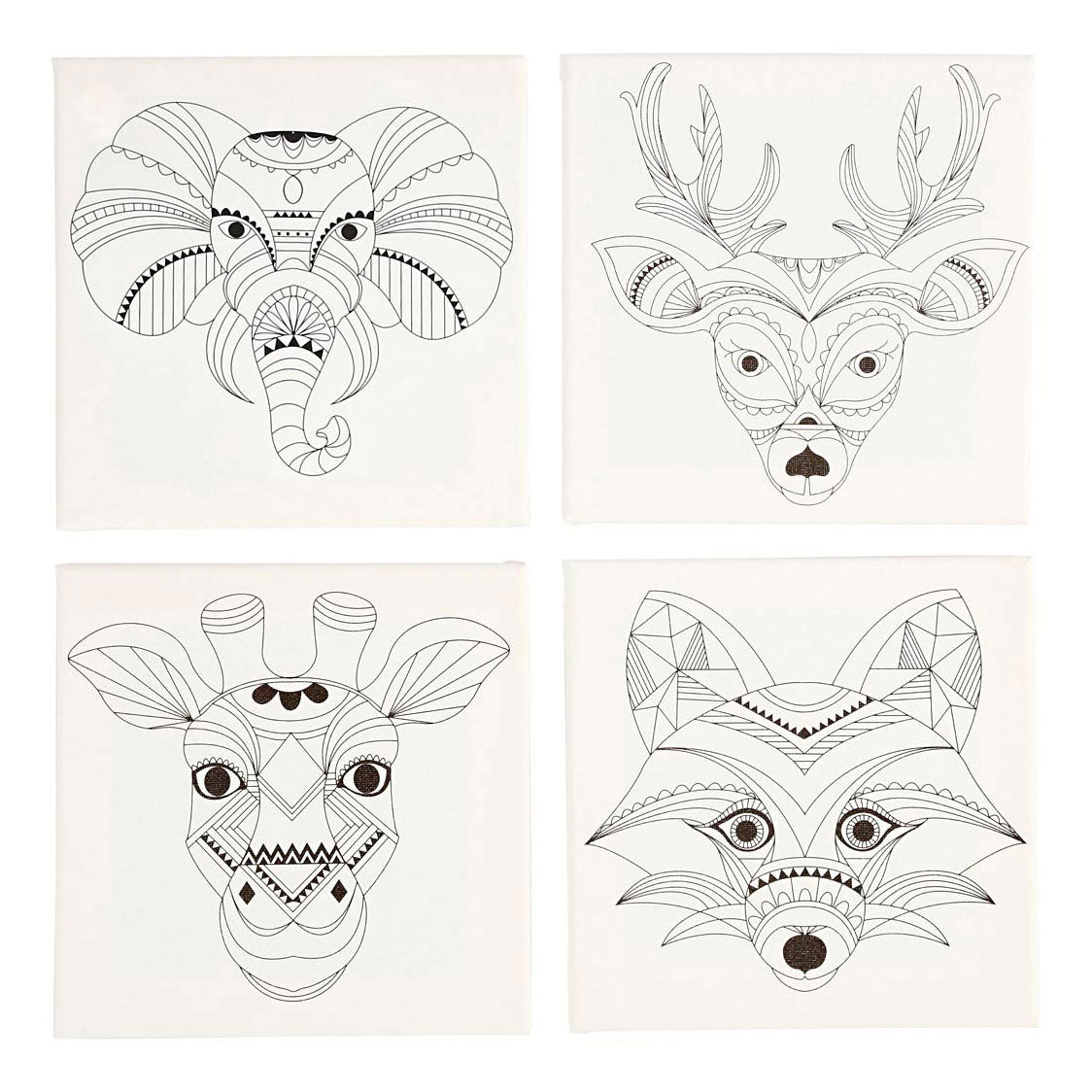 Creativ company canvas met dierenprint, 4st.