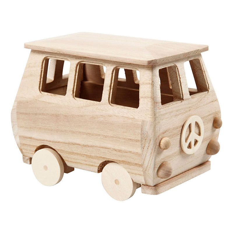 Creativ company houten mini bus, 17x10x13cm