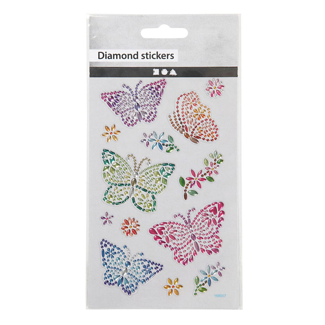 Creativ company diamond stickers - vlinders - zelfklevende glitter stickers - strass knutselstickers - feestelijke plakdiamant stickers - diy hobby decoratie stickers - 10x16 cm - 1 vel