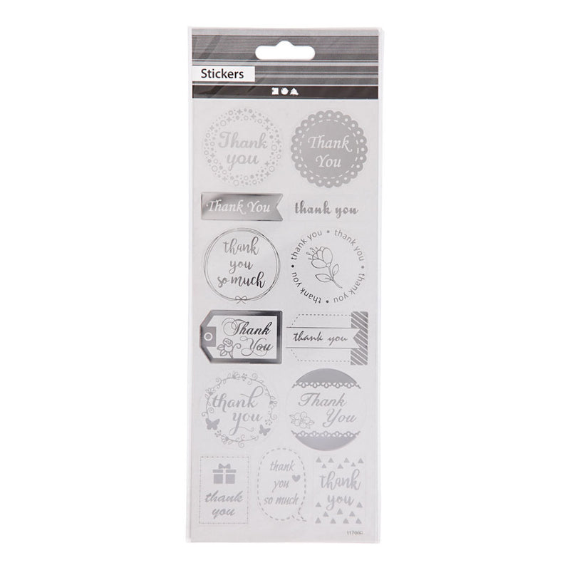 Creativ company stickers zilver thank you, 1 vel