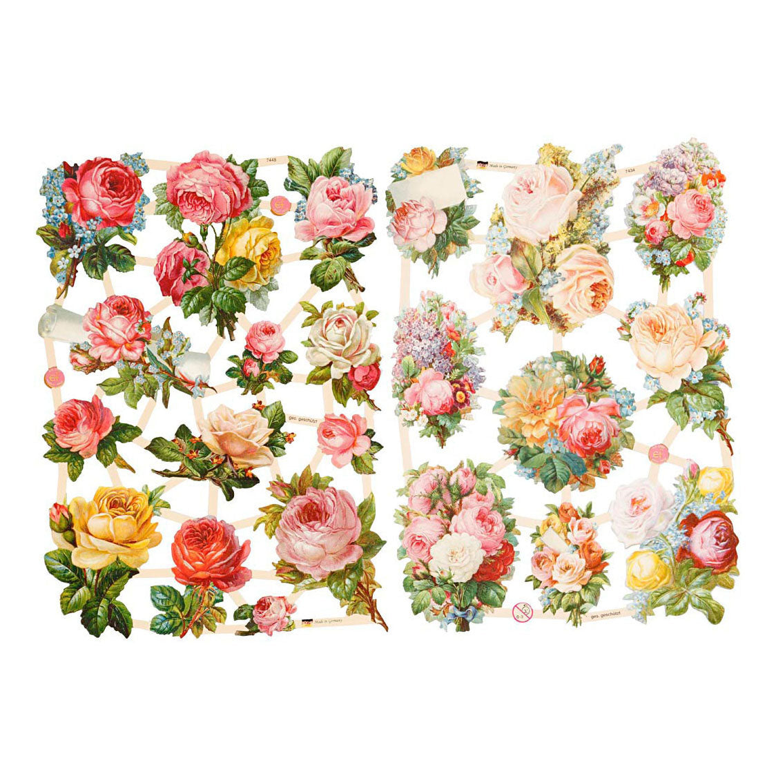 Vintage plaatjes, rozen, vel 16,5x23,5 cm, 2 vel 1 doos