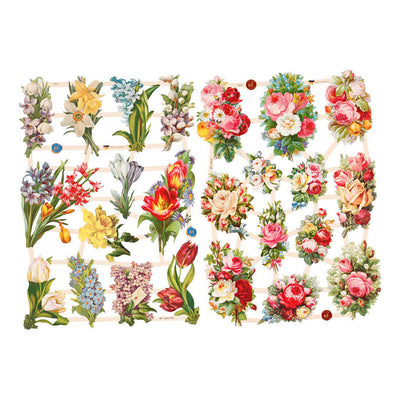 Creativ company vintage plaatjes lentebloemen, 2 vellen
