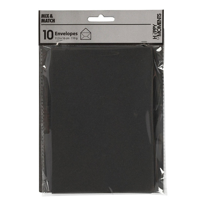Creativ company enveloppen, afmeting envelop 11,5x16 cm, 110 gr, zwart, 10 stuk 1 doos