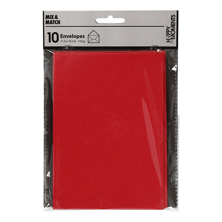Happy moments enveloppen 11,5 x 16 cm 10 stuks 110 gr rood