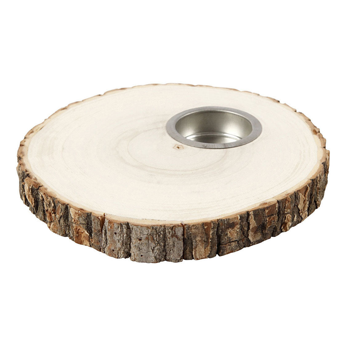Creativ company houten schijf waxinelicht houder 14-16cm
