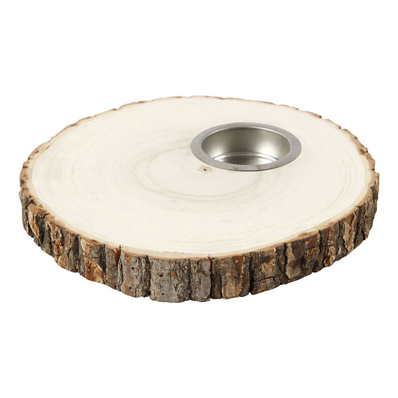 Creativ company houten schijf waxinelicht houder 14-16cm