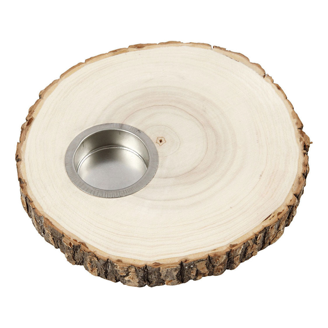 Creativ company houten schijf waxinelicht houder 14-16cm