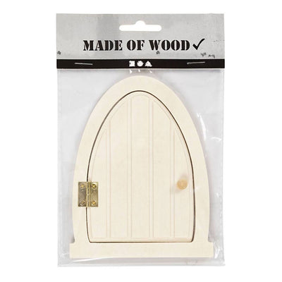 Creativ company houten miniatuur deur met scharnieren, 13x10cm