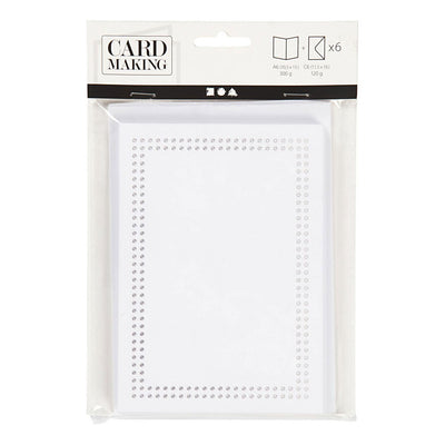 Creativ company kaarten om te borduren, afmeting kaart 10,5x15 cm, afmeting envelop 11,5x16,5 cm, wit, 6 set 1 doos