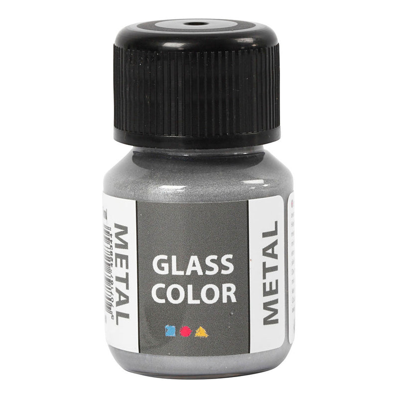 Creativ company glass color metal verf - zilver, 30ml