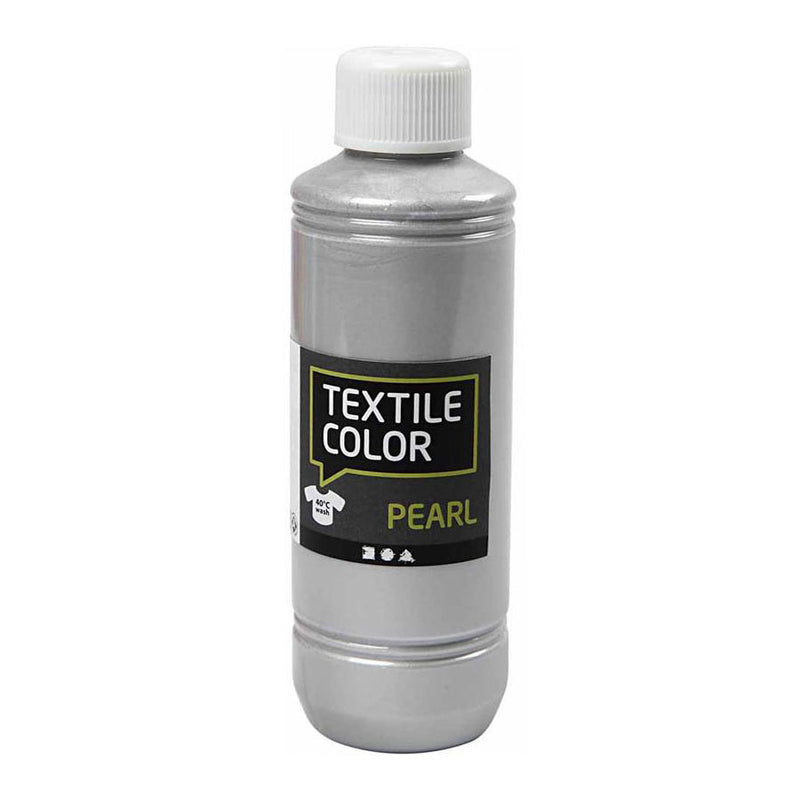 Creativ company textile color dekkende textielverf - zilver parelmoer, 250ml