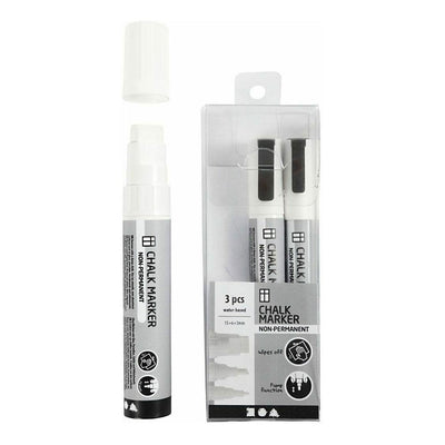 Creativ company krijtstiften, lijndikte 3+6+15 mm, wit, 3 stuk 1 doos