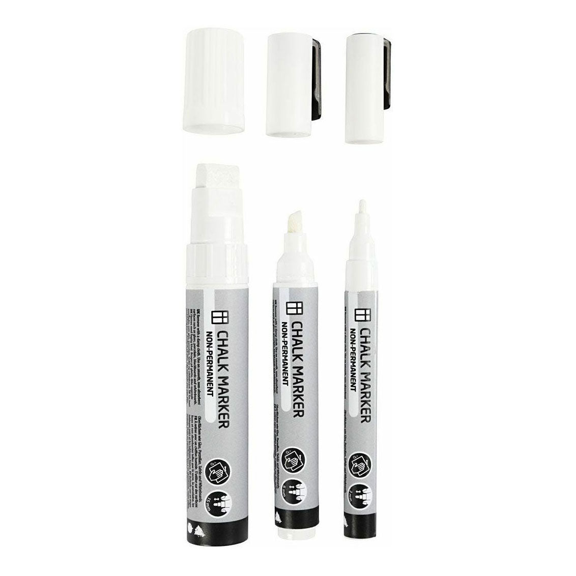 Creativ company krijtstiften, lijndikte 3+6+15 mm, wit, 3 stuk 1 doos
