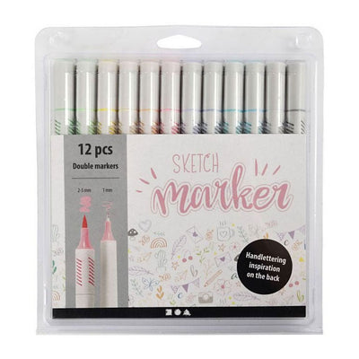 Creativ company handletter stiften pastelkleuren, 12st. dubbelzijdig