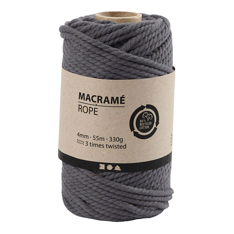 Creativ company macrame koord grijs, 55m