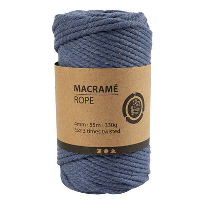 Creativ Company Macrame Koord Blauw, 55m