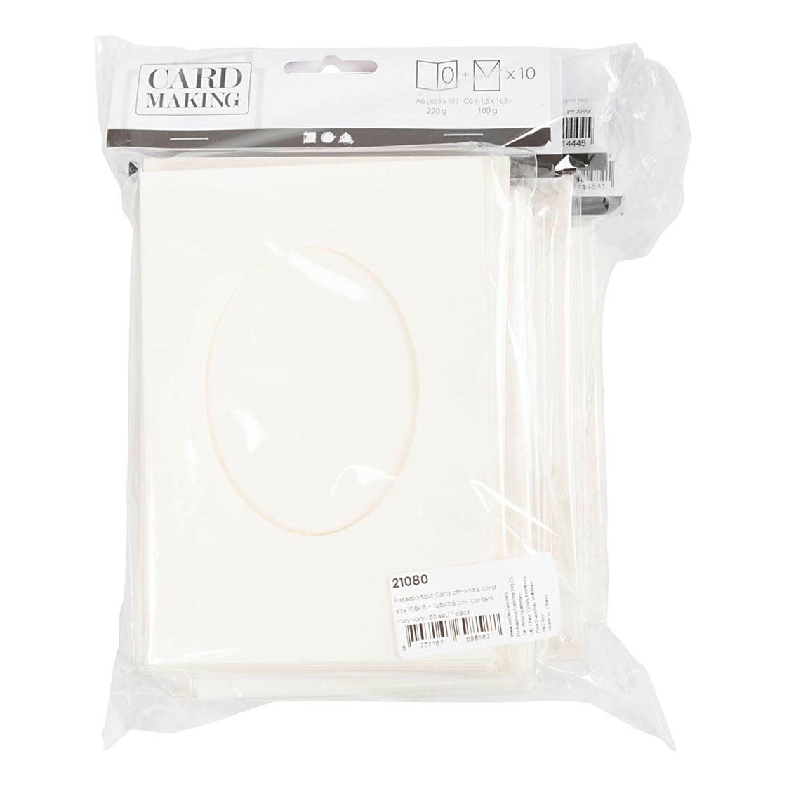Creativ company passepartout kaarten, afmeting kaart 10,5x15 + 12,5x12,5 cm, inhoud kan variëren , off-white, 50 set 1 doos