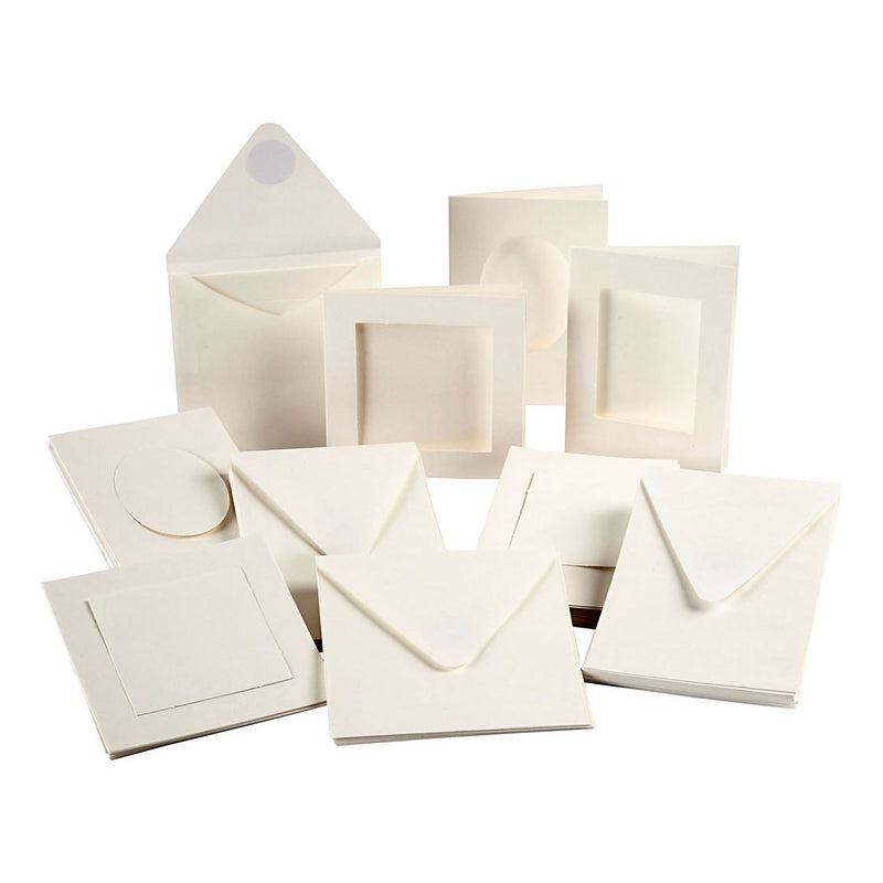 Creativ company passepartout kaarten, afmeting kaart 10,5x15 + 12,5x12,5 cm, inhoud kan variëren , off-white, 50 set 1 doos