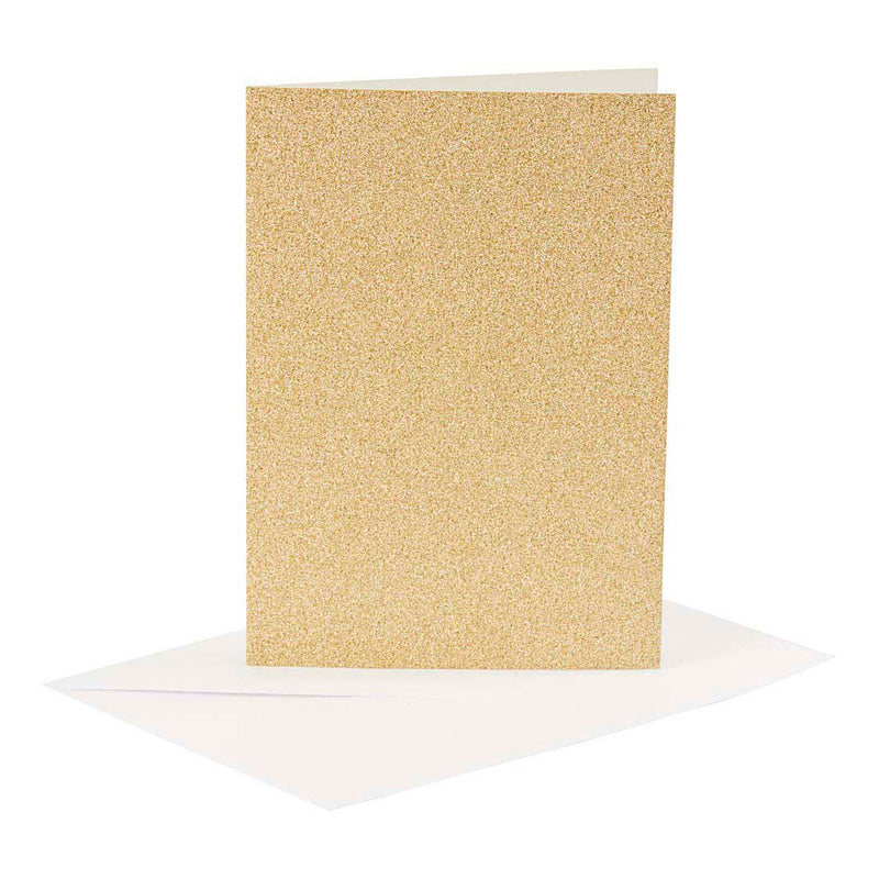 Creativ company kaarten en enveloppen 10,5x15cm glitter goud - 4st.