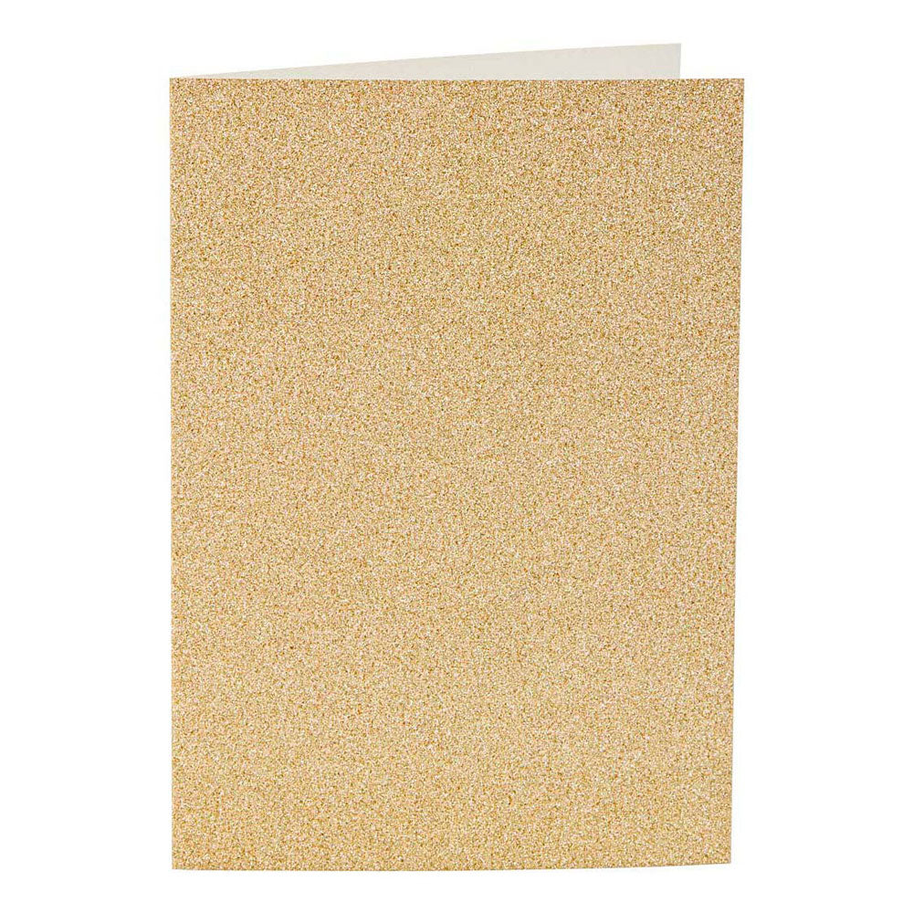 Creativ company kaarten en enveloppen, afmeting kaart 10,5x15 cm, afmeting envelop 11,5x16,5 cm, glitter, 120+250 gr, goud, 4 set 1 doos