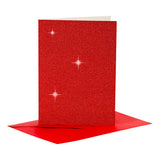 Creativ company kaarten en enveloppen 10,5x15cm glitter rood - 4st. - afbeelding 1