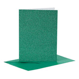 Creativ company kaarten en enveloppen 10,5x15cm glitter groen - 4st. - afbeelding 1