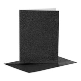 Creativ company kaarten en enveloppen 10,5x15cm glitter zwart - 4st. - afbeelding 1