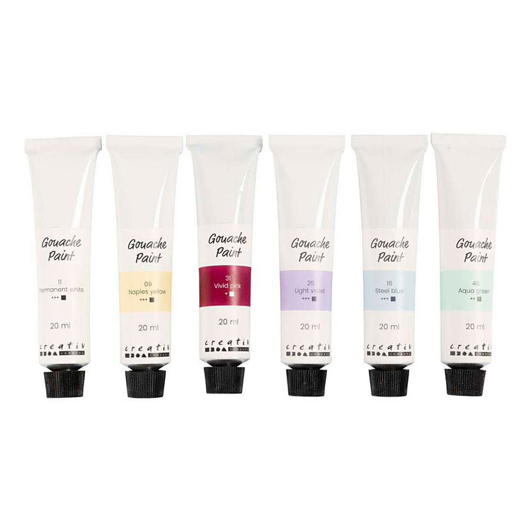 Creativ company gouacheverf pastelkleuren - 6x20ml.