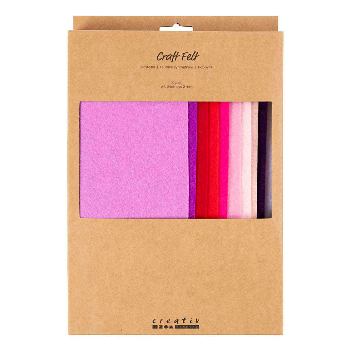 Creativ company hobbyvilt a4 dikte 2mm paars en roze harmonie - 10st.