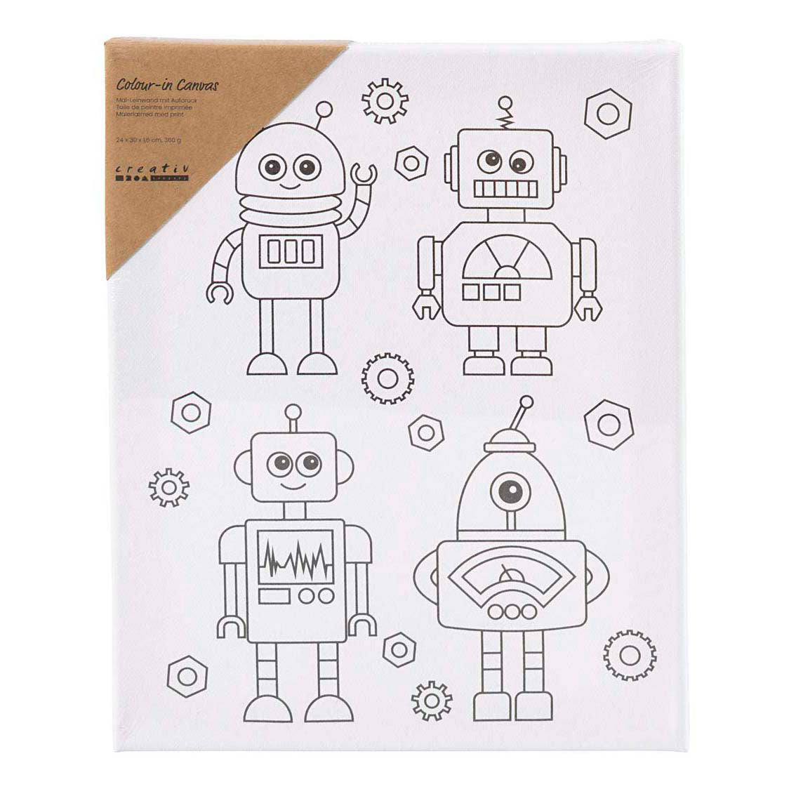 Creativ company https: www.cchobby.nl schildercanvas-met-print-robots-d-1-6-cm-afm-24x30-cm-360-gr-1-stuk