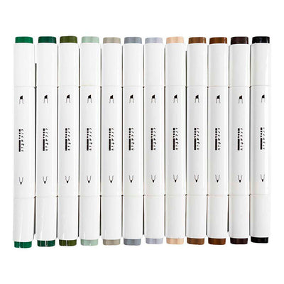 Creativ company tekenstift lijndikte 1+8mm natuurlijke kleuren - 12st.