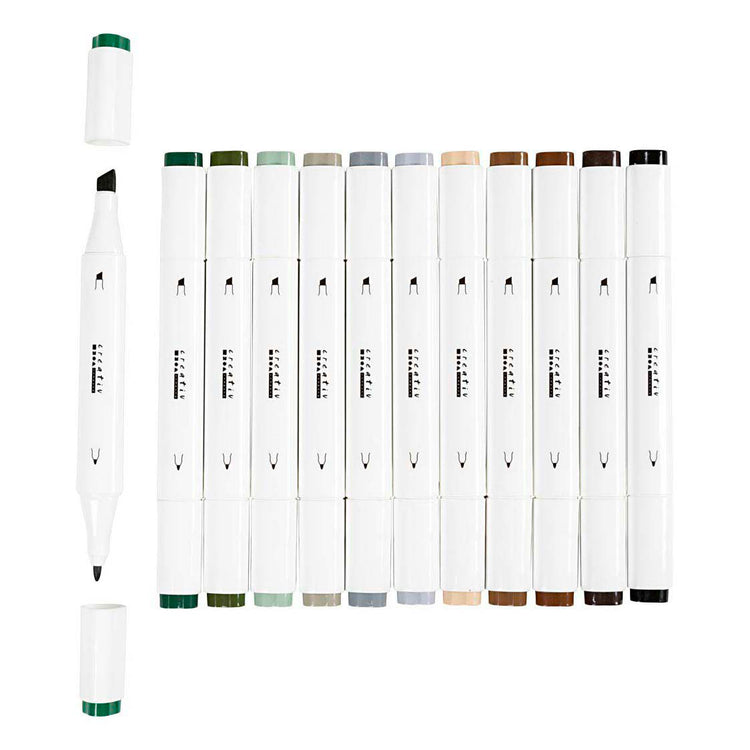 Creativ company tekenstift lijndikte 1+8mm natuurlijke kleuren - 12st.