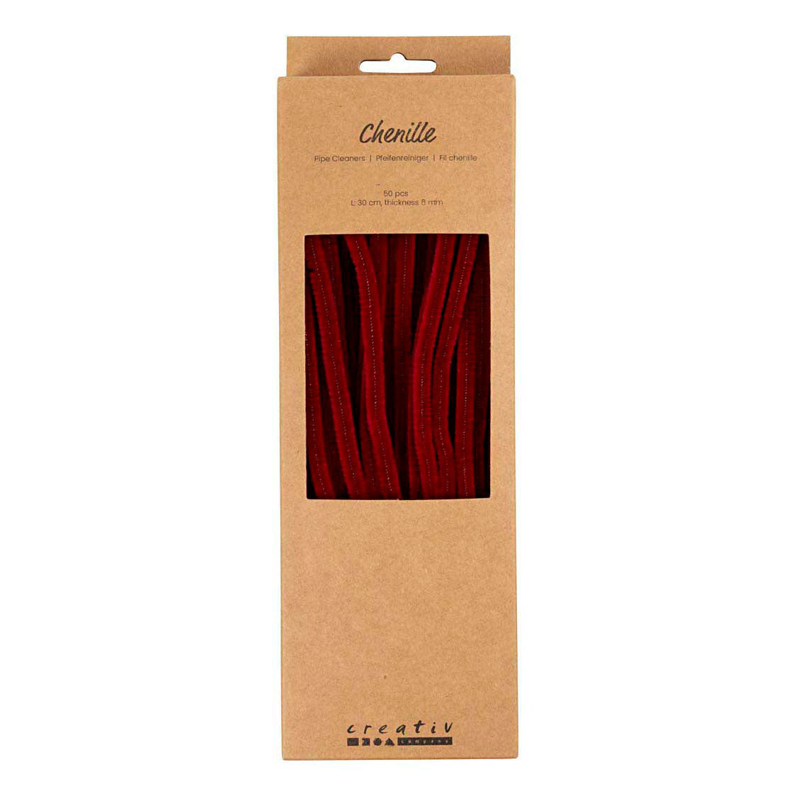 Creativ company chenille 6mm x 30cm donkerrood - 50st.