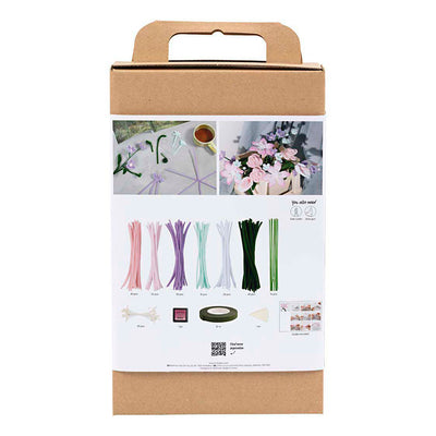 Creativ company hobbyset bloemen van chenilledraad pastelkleuren