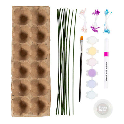 Creativ company hobbyset bloemen van eierdozen pastelkleuren