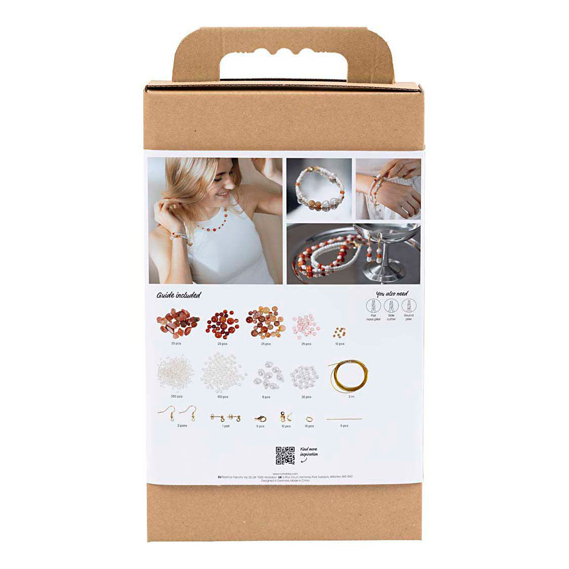 Creativ company hobbyset sieraden beige burnt orange wit parelmoer