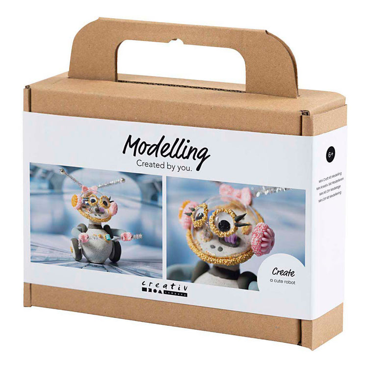 Creativ company http: www.cchobby.nl mini-hobbyset-boetseren-robot-grijs-roze-1-doos