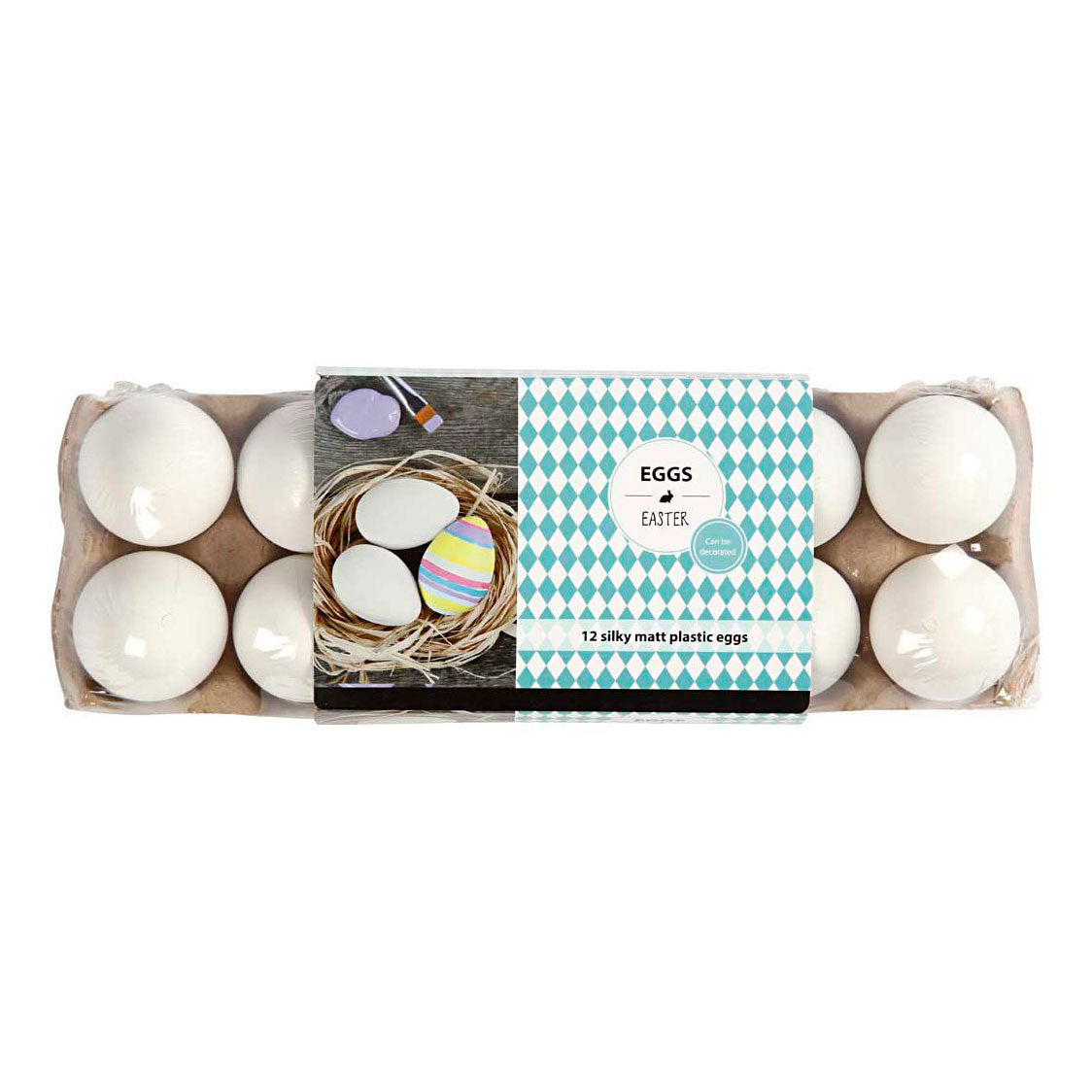 Creativ company kunststof eieren in eierdoos 6cm - 12st.