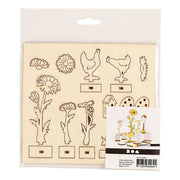 Creativ company diy houten figuren kippen, eieren en bloemen - afbeelding 2