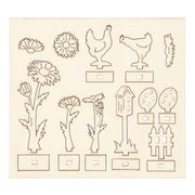 Creativ company diy houten figuren kippen, eieren en bloemen - afbeelding 1