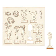 Creativ company diy houten figuren kippen, eieren en bloemen - afbeelding 3
