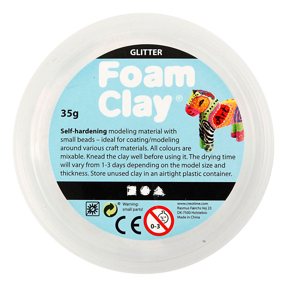 Creativ company foam clay glitter wit - 35gr.