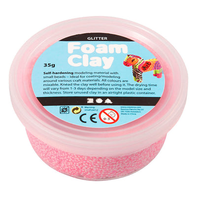 Creativ company foam clay glitter lichtrood - 35gr.