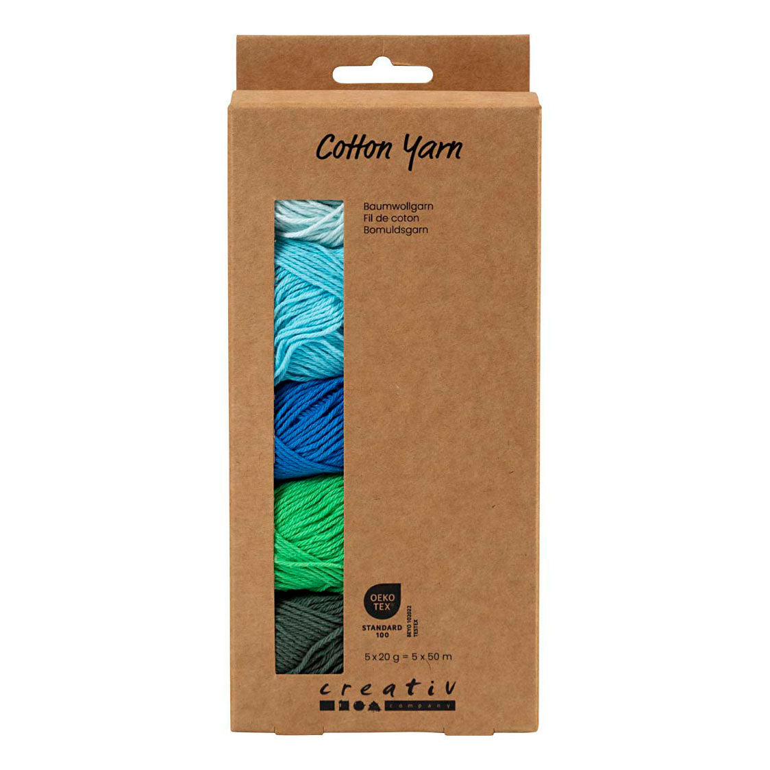 Creativ company katoengaren blauw groen - 5x50m