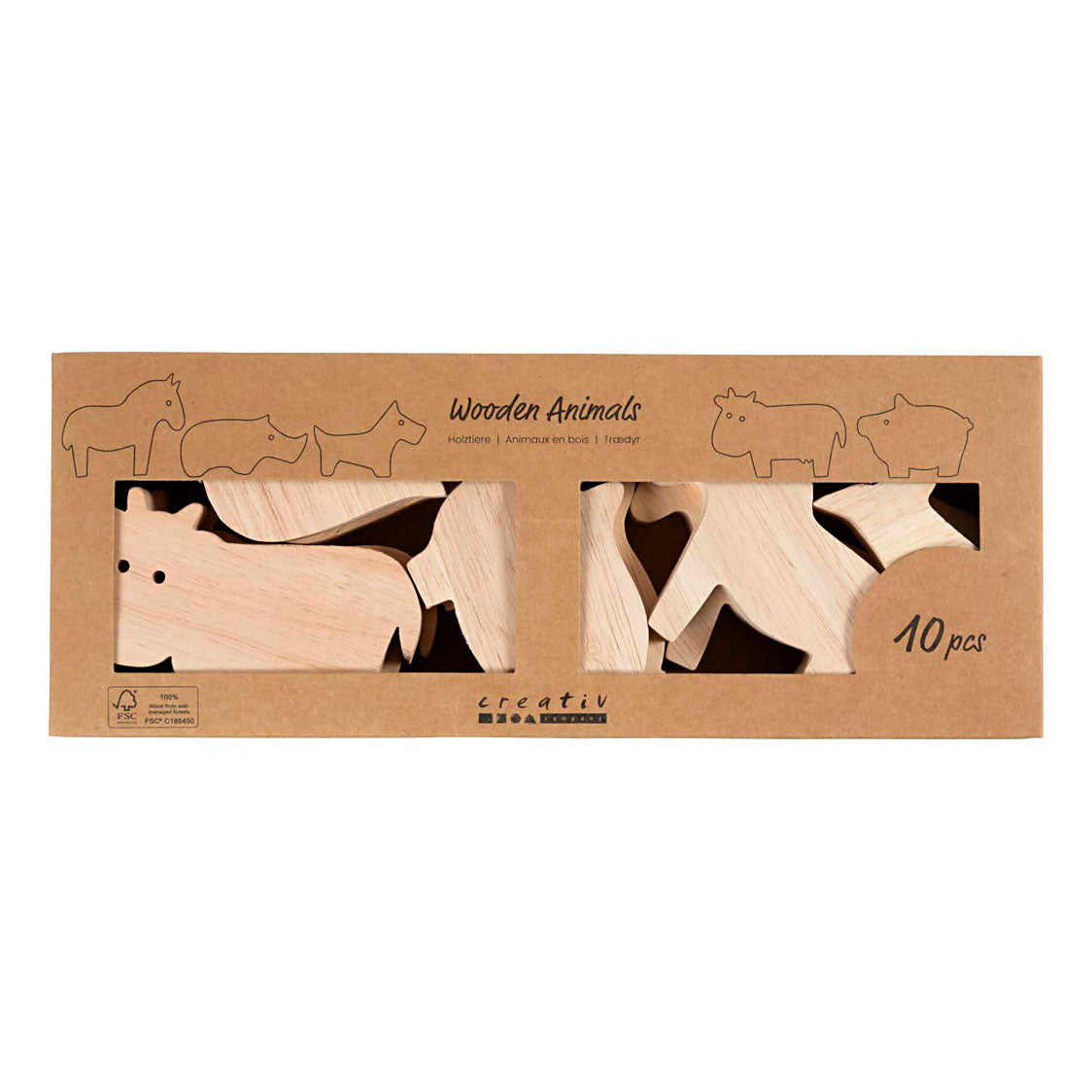 Creativ company houten dieren boerderij - 10st.
