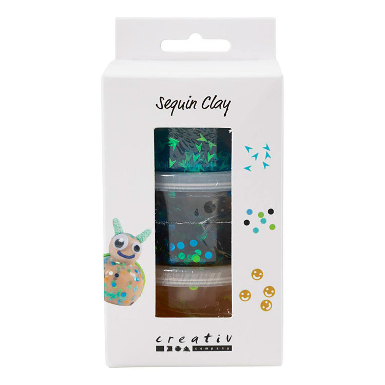 Creativ company sequin clay blauw groen - 6x60gr.