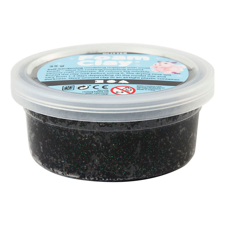 Creativ company foam clay glitter 35gr - zwart